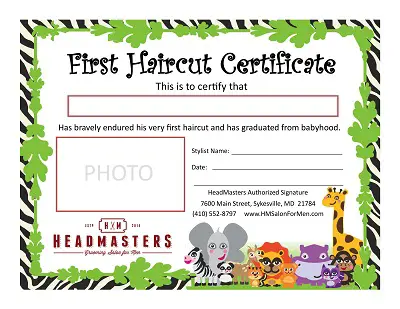 First HairCut Certificate Template