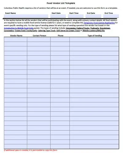 Vendor List Excel Template from templaterepublic.com