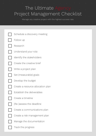 Formal Project Management Checklist Template