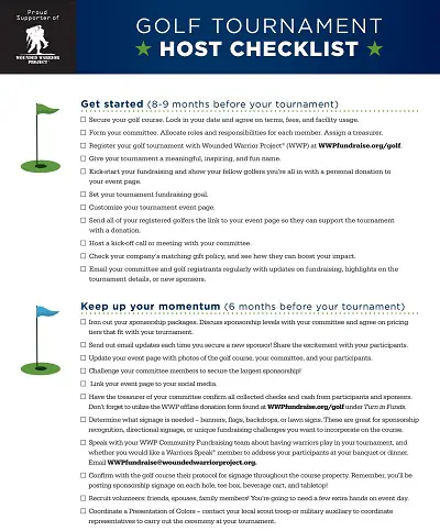 Golf Tournament Host Checklist