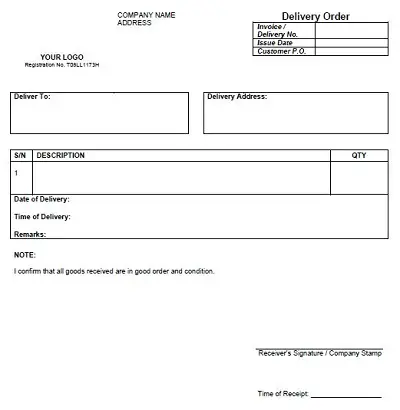 delivery order template word