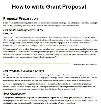 write a grant proposal example