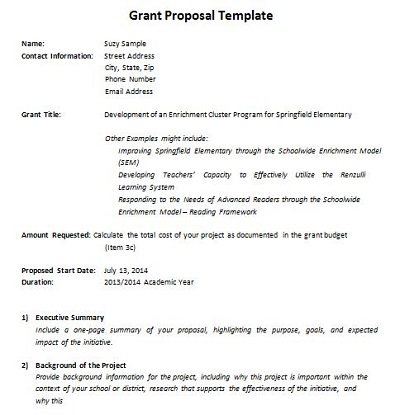 grant writing proposal sample