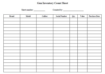 Gun Inventory Spreadsheet Templates