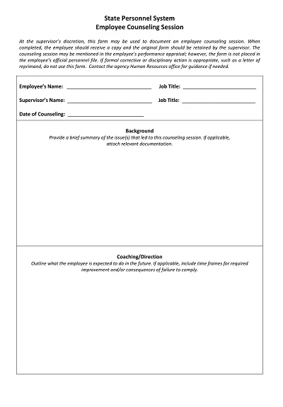 HR Employee Counseling Form