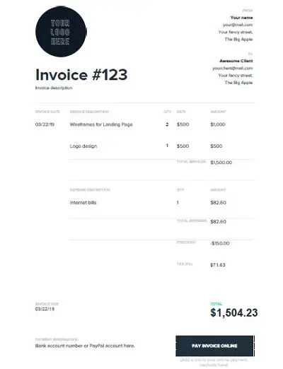 hvac invoice forms