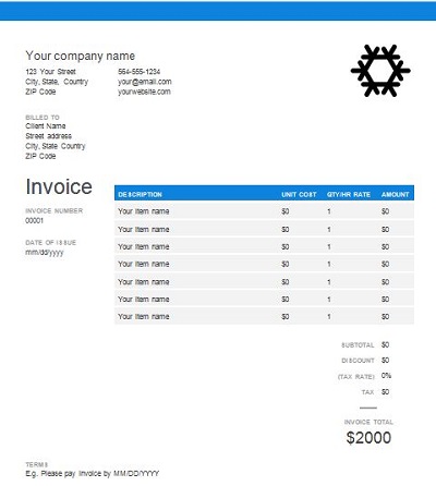 sample hvac invoice