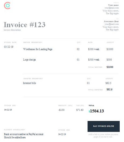 hvac service invoice template free