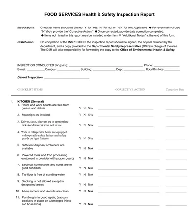 Health and Safety Inspection Report Template