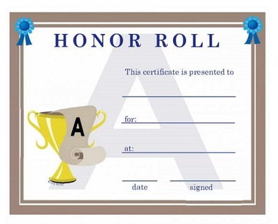 honor roll certificate template