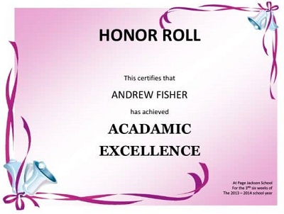 honor roll certificate templates free