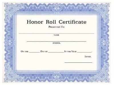 all a honor roll certificate