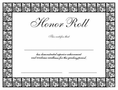 free honor roll certificate template