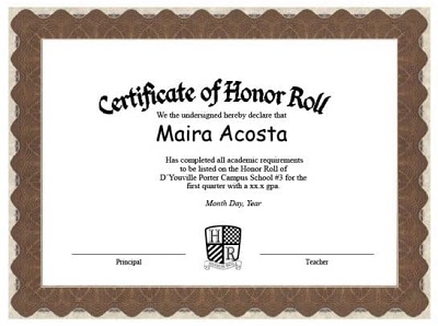 editable honor roll certificate