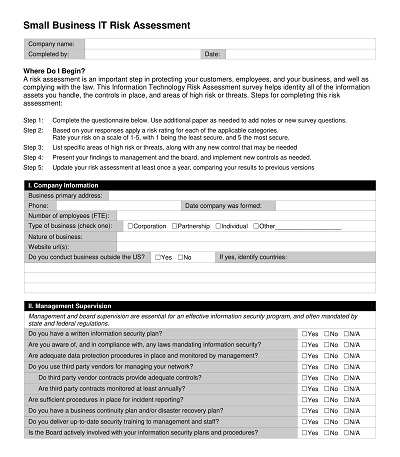IT Risk Assessment Template PDF