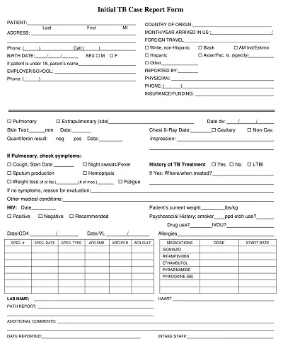 Initial TB Case Report Form