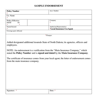 Insurance Policy Endorsement Letter Template