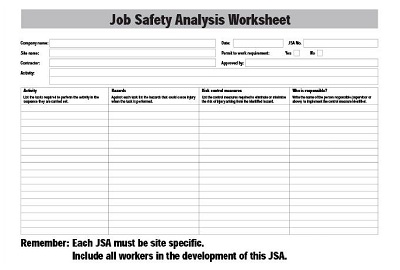 Job Safety Analysis Worksheet Template