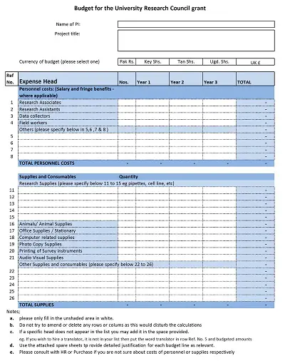 Laboratory Budget Sheet Template Excel