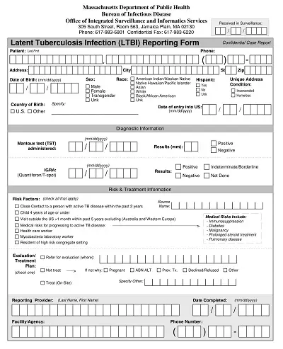 Latent Tuberculosis Infection Reporting Form