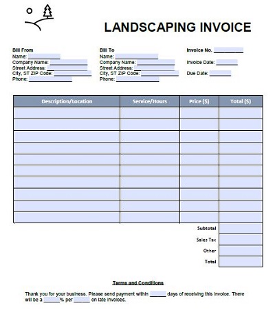 lawn service invoice template