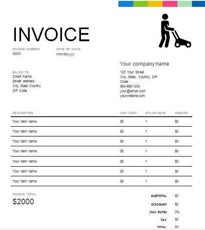 lawn care invoice examples