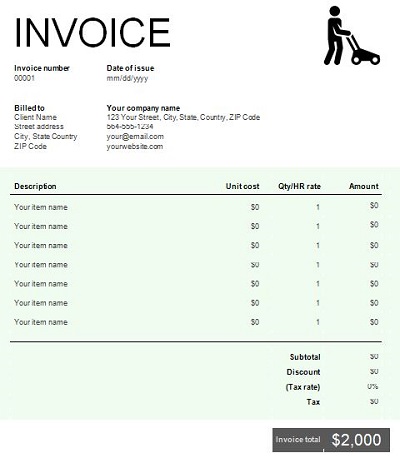 lawn maintenance invoices