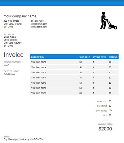 lawn service invoice template free