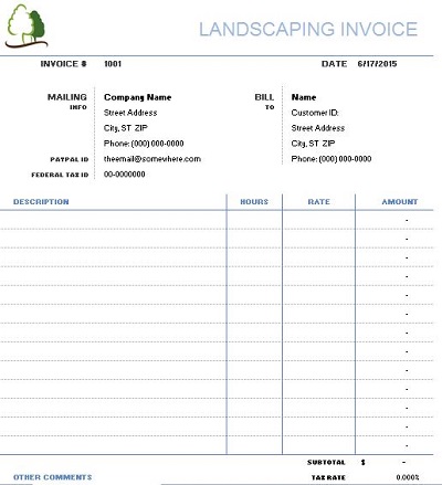 lawn mowing invoice