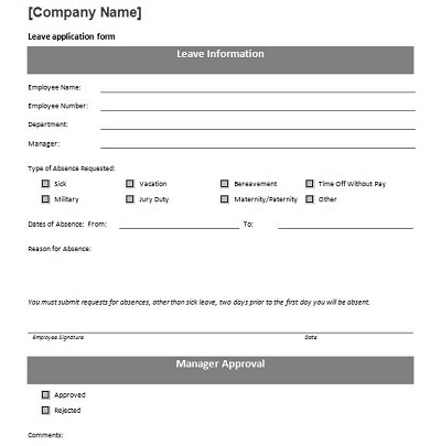 leave application form sample