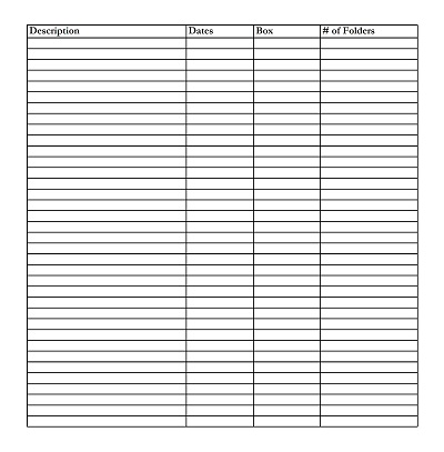 Library Record Inventory Form Template