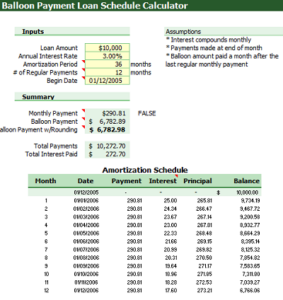 12+ Free Balloon Loan Amortization Schedule Templates - MS Excel ...