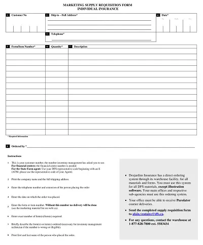 Marketing Supply Requisition Form