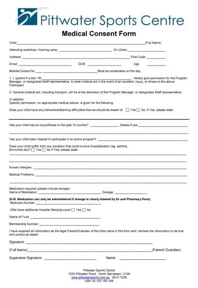 medical consent form for adults