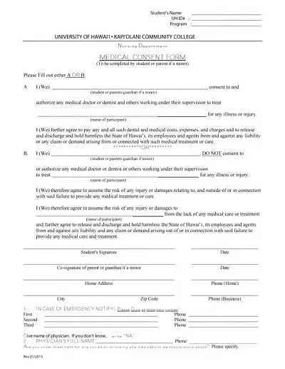 free medical consent form