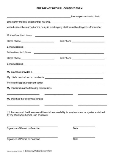 medical authorization form for adults