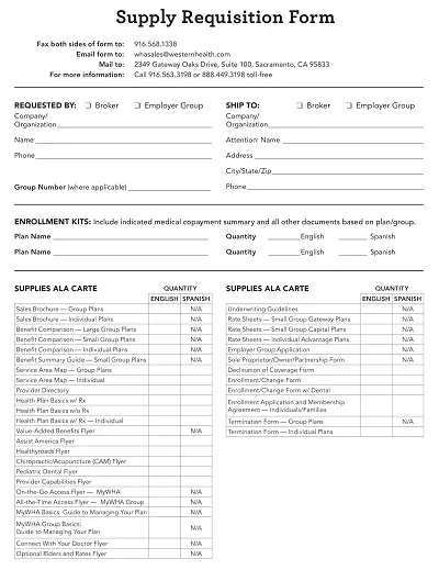 Medical Supply Requisition Form
