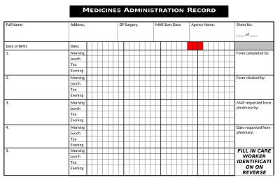 Medication Administration Record MAR Chart