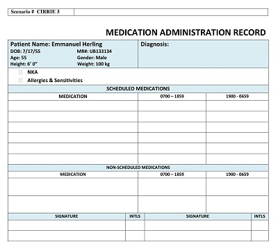 Medication Administration Record for Patient