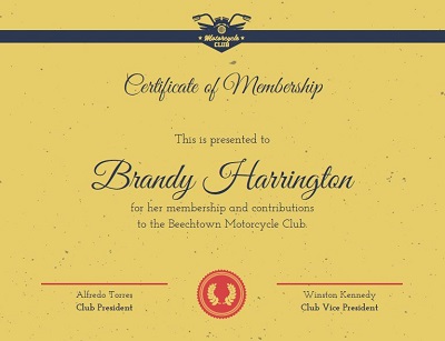 member certificate