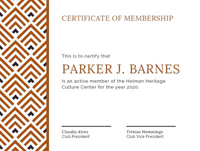 free membership certificate