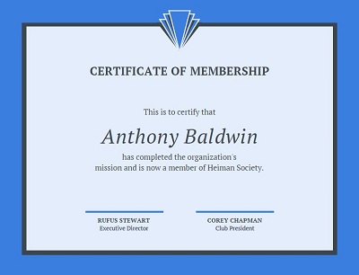 certificate of membership sample