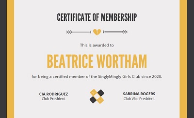certificate of membership wording