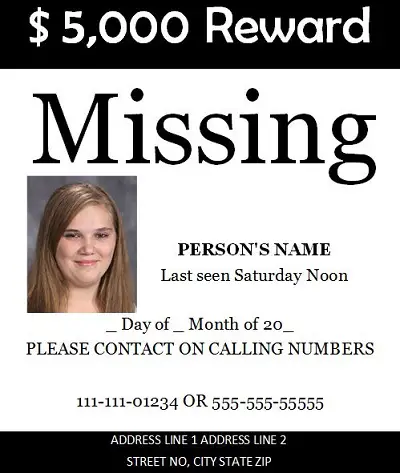 missing person poster maker