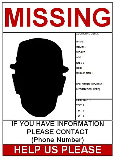 missing person flyer