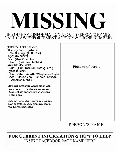 missing persons flyer template