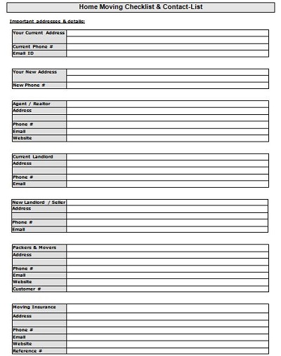moving out of state checklist pdf