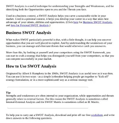 New SWOT Strategic Analysis Report
