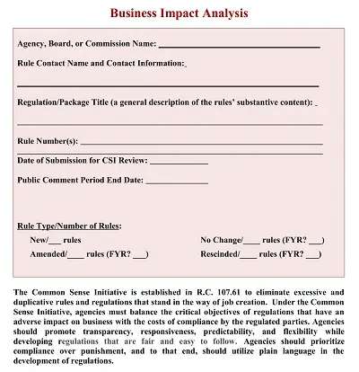 OHIO Business Impact Analysis Template