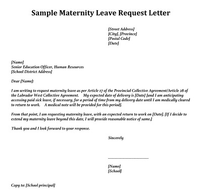 Office Maternity Leave Letter After Pregnancy Delivery